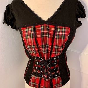 Tripp NYC Plaid Laceup Cosplay Punk Corset